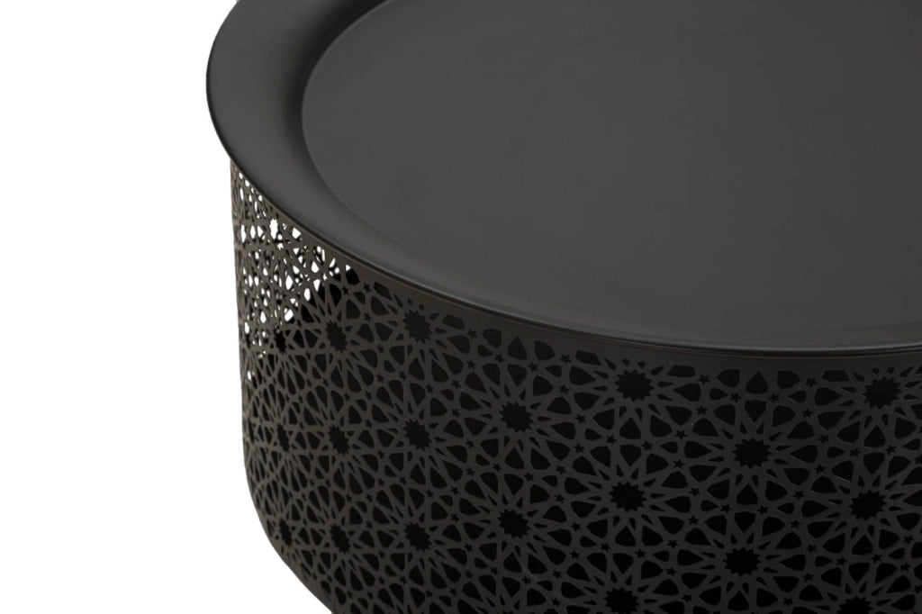 Tavolino Basso Ø35x50 cm in Metallo Nero