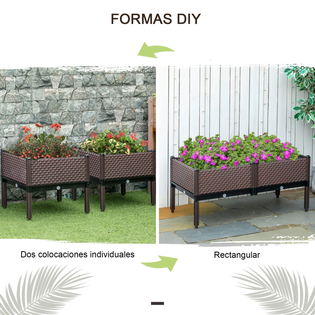 Giardiniere Rialzate 2 Pezzi Quadrate 50x50x46,5 cm ¨C Minimal ¨C Marrone