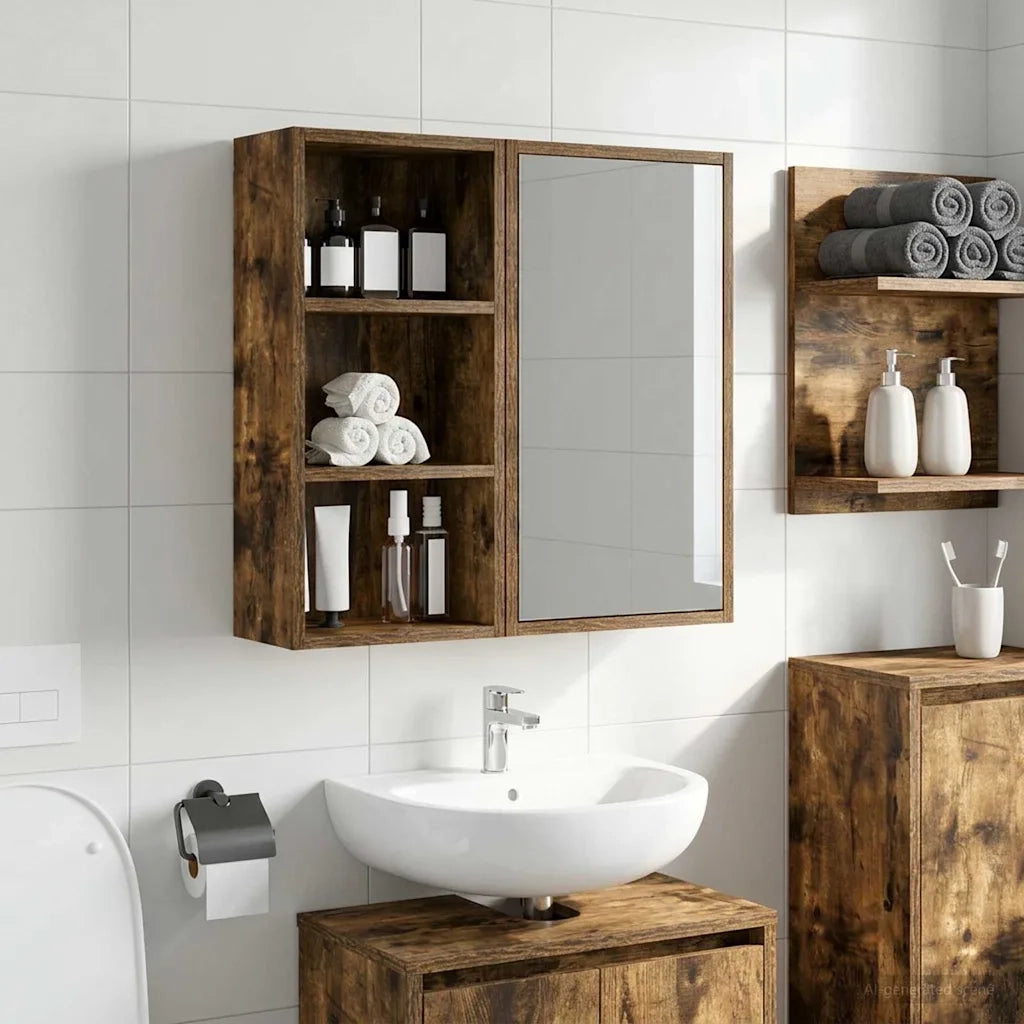 Armadio da bagno a muro Quercia Affumicata 30 x 16 x 62,5 cm 889339
