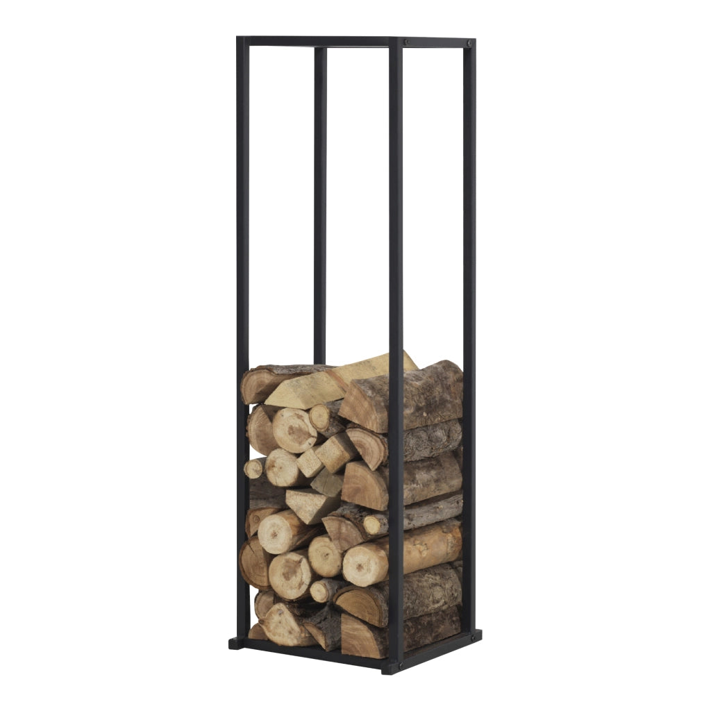 Portalegna 'Tibro' (LxPxA) 35 x 35 x 120 cm Deposito in Acciaio per Legna da Ardere Supporto per Tronchi da Legnaia - Nero [en.casa]