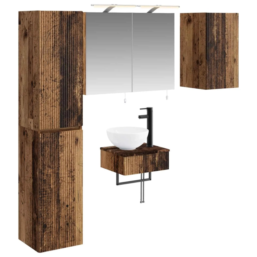Set di mobili per il bagno 5 pz Legno antico 3407245