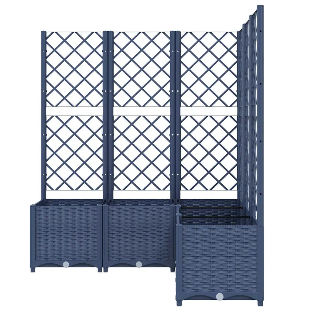 Fioriera | Cassetta per fiori | Vaso da Giardino Graticcio Grigio Blu 120x120x136cm PP
