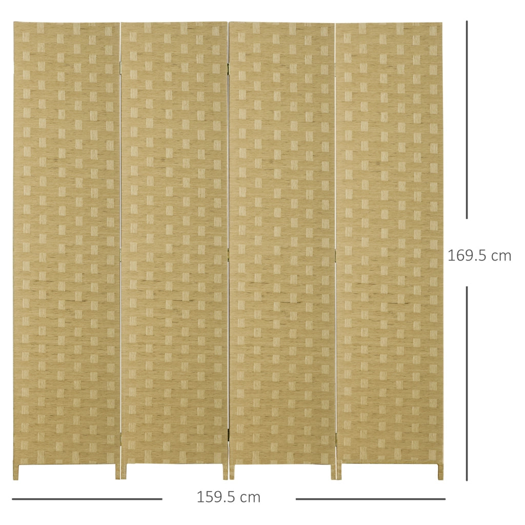 Paravento a 4 Ante Pieghevole ¨C Minimal ¨C Legno Marrone 170 cm