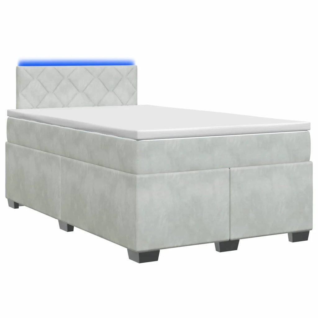 Letto con Box Spring, Materasso e LED Grigio Chiaro Velluto 3452162