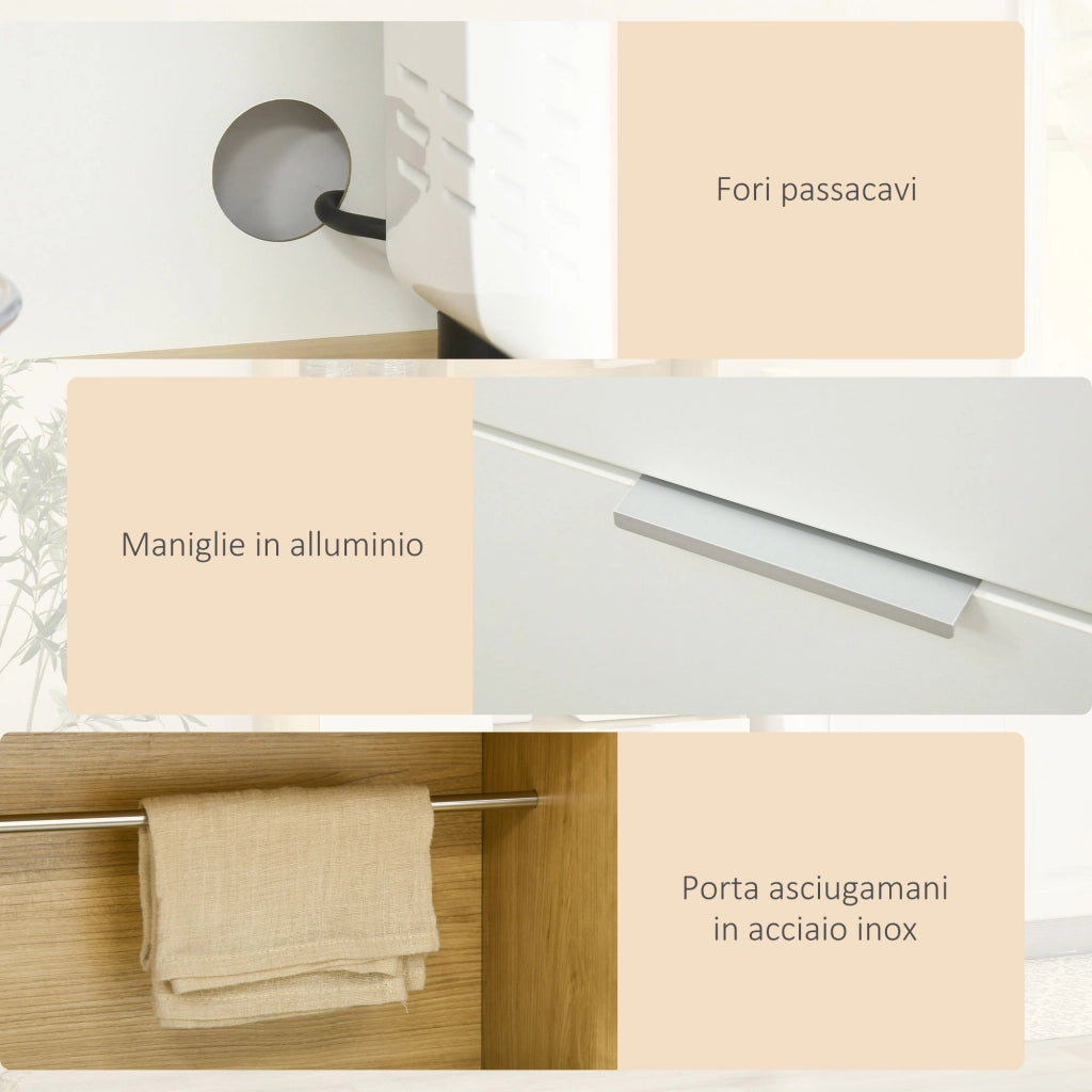 Armadio Cucina con Ante, Cassetti e Ripiani Regolabili ¨C Zephmum ¨C 93x40x180 cm