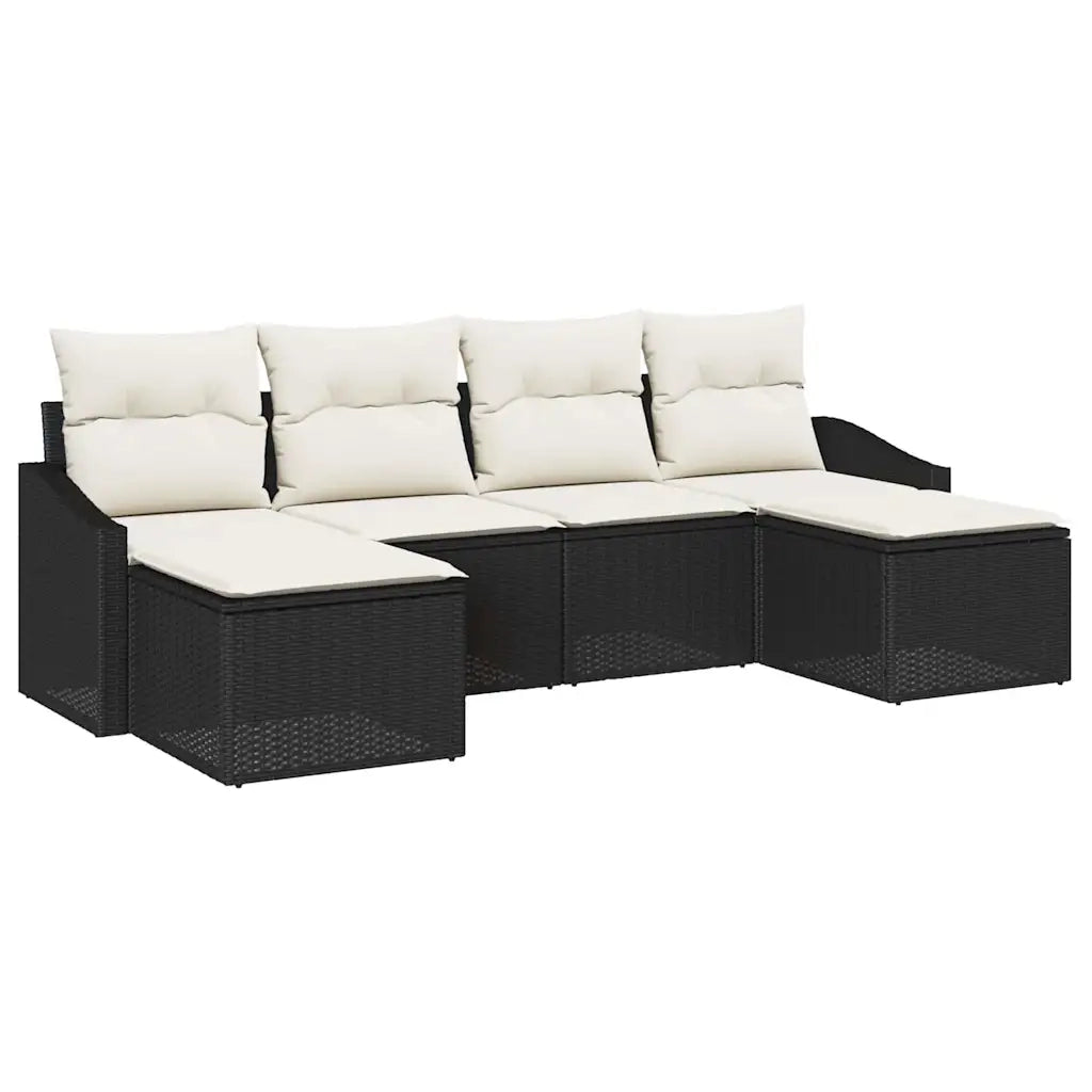 Set di divani con cuscino 6 pcs Nero polyrattan 3346827