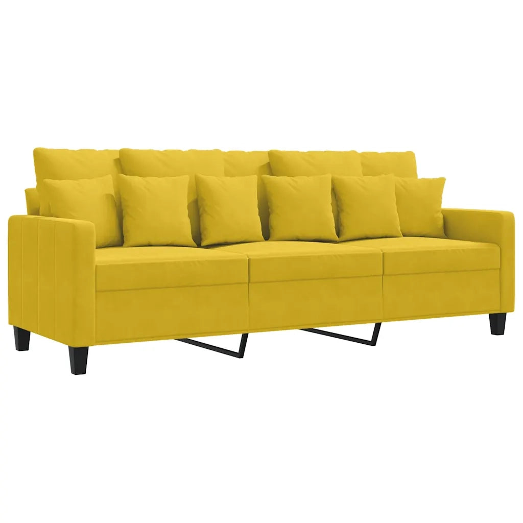 Divano a 3 Posti-Sofa 3 Posti Giallo 180 cm in Velluto 737855