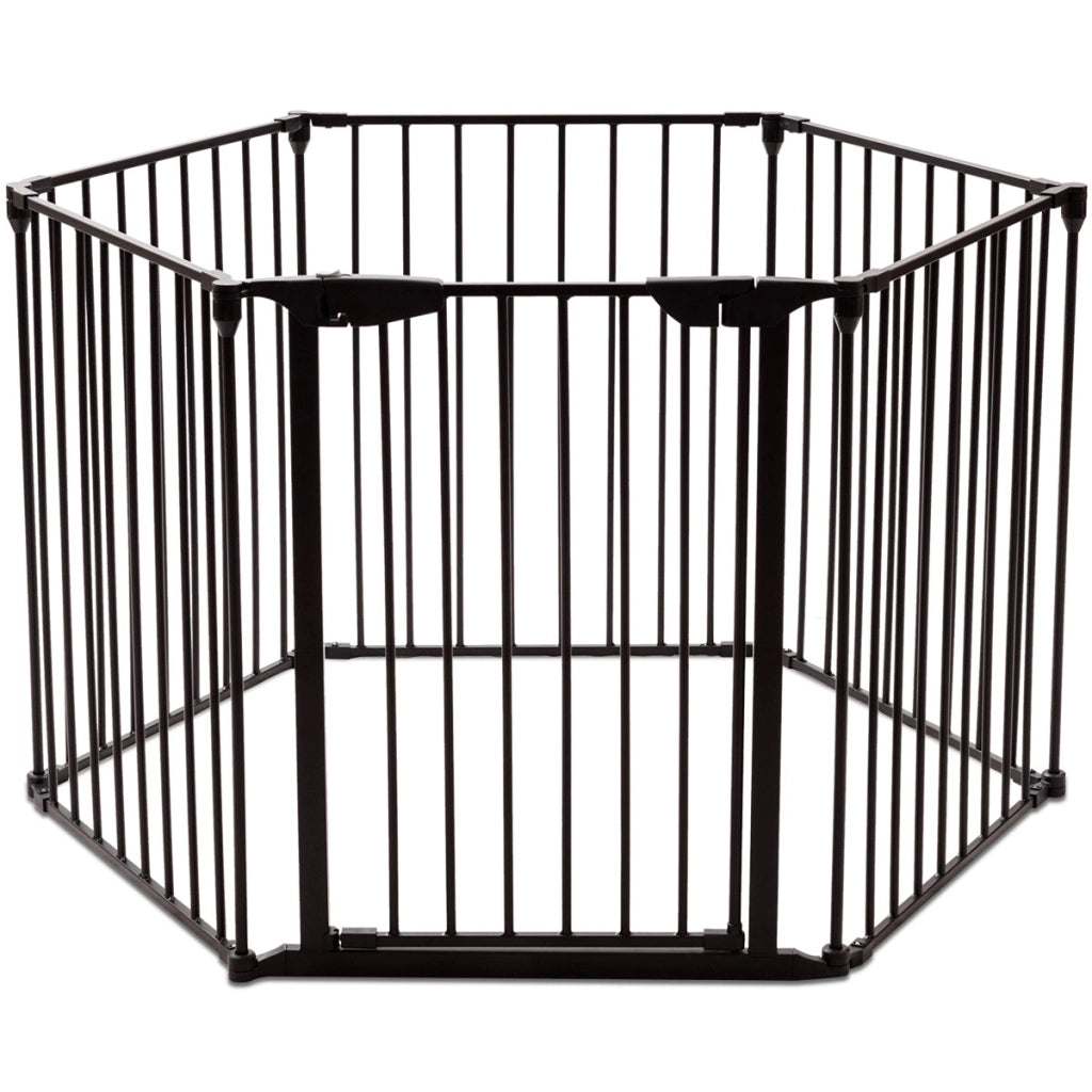 Recinto pieghevole 6 pezzi Cancelleto di sicurezza in ferro 380x75cm Nero