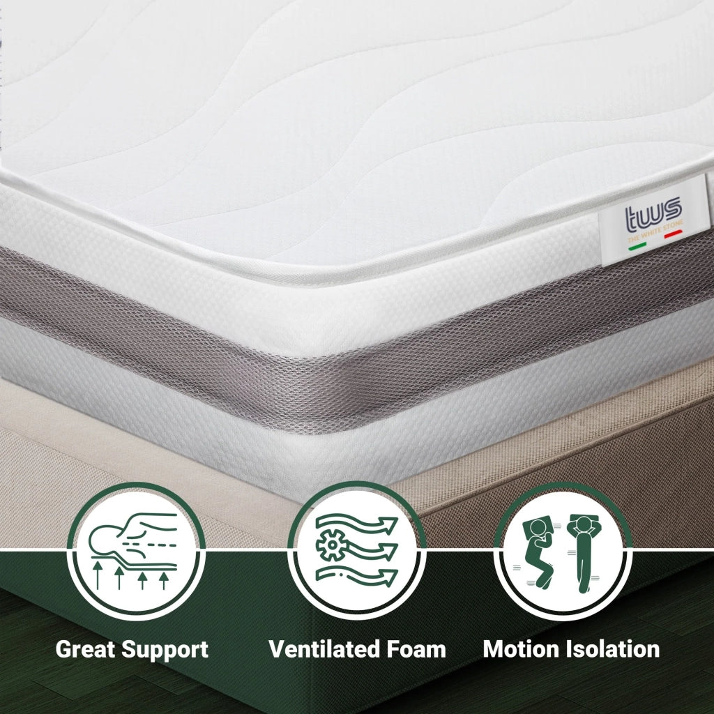 Materasso Singolo 80x190 cm in Memory Antibatterico | Altezza 16 cm | Rivestimento 3D Air in Fibra Ipoallergenica | Materasso Ortopedico a 7 Zone Differenziate Termosensibili