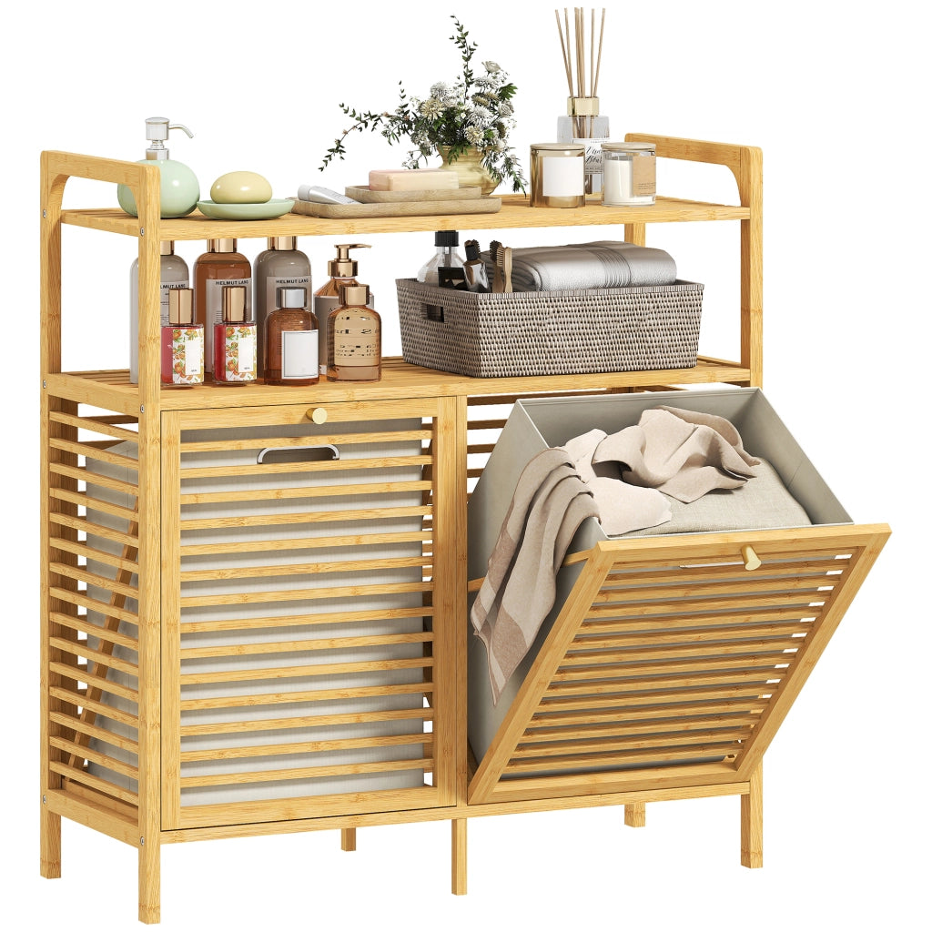 Armadietto da Bagno con Cestini e Ripiani ¨C Zephmum ¨C Legno Bamb¨´ Naturale 82x33x88cm