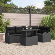 Set da pranzo con cuscino 6 pcs Nero Poly Rattan 3348469