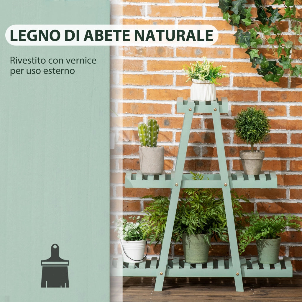 Portapiante 3 Livelli ¨C Xylo ¨C Legno Abete Verde Chiaro 76x26x76cm Interno Esterno Giardino