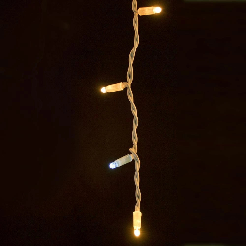 Trade Shop - Catena Luminosa Natalizia 120led Bianco Caldo Con Flash 9mt Esterno Prolungabile -