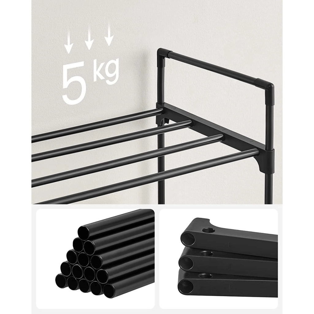 Scarpiera a 3 livelli in metallo nero industriale