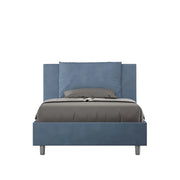BS COM Letto una piazza e mezza senza rete imbottito 120x190 microfibra blu