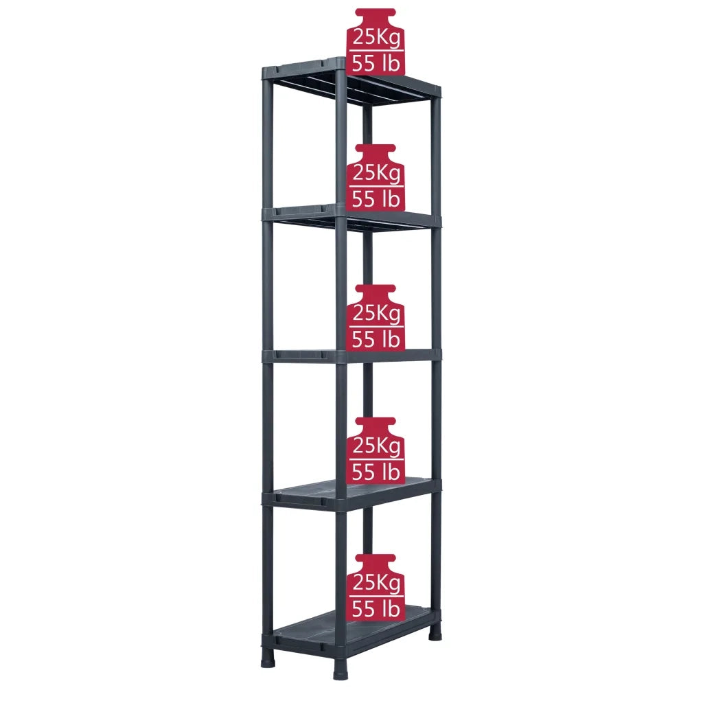 Scaffale Nero 125 kg 60x30x180 cm in Plastica 45674
