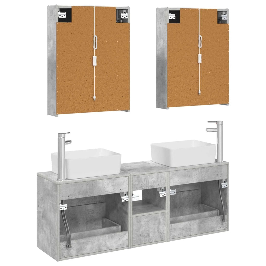 Set di mobili per il bagno 5 pz Grigio Cemento 3406850