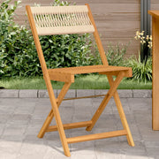 Sedie Bistrò 2pz Beige in Legno Massello di Acacia e Corda 367680