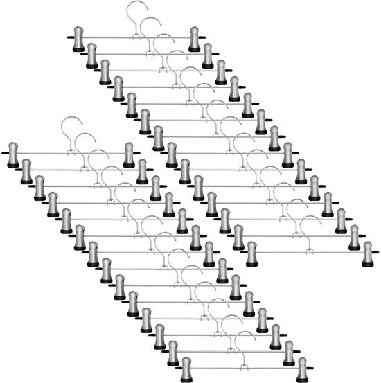 Hangers per abito 30 pezzi - Hangers con clip - Spaziale - Acciaio inossidabile - Clip antiscivolo - 28,5 cm - Hangers per abito