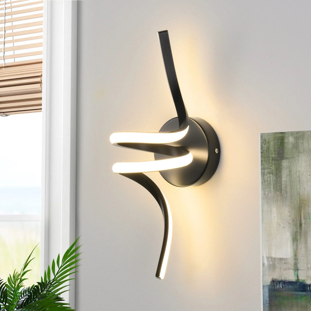 ZMH Applique moderna a LED nera per interni 7W bianco caldo per scale e corridoio