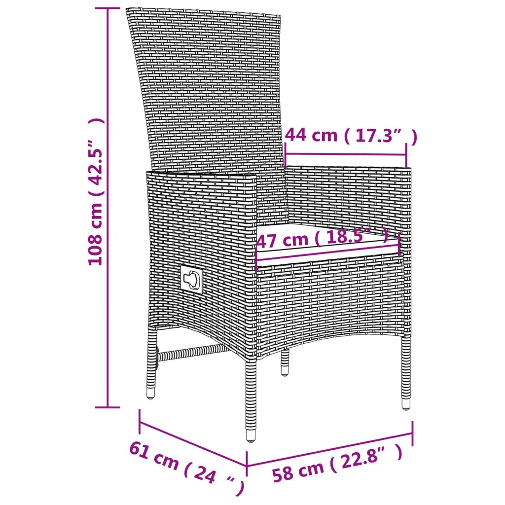 Set da Pranzo da Giardino 9 pz con Cuscini Beige in Polyrattan 3157571