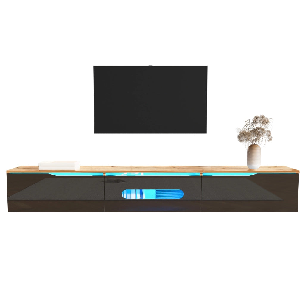 Credenza TV nera e legno 180 cm in MDF e truciolare