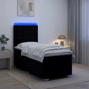 Letto box spring con materasso Nero 90 x 190 cm Velluto 3455020