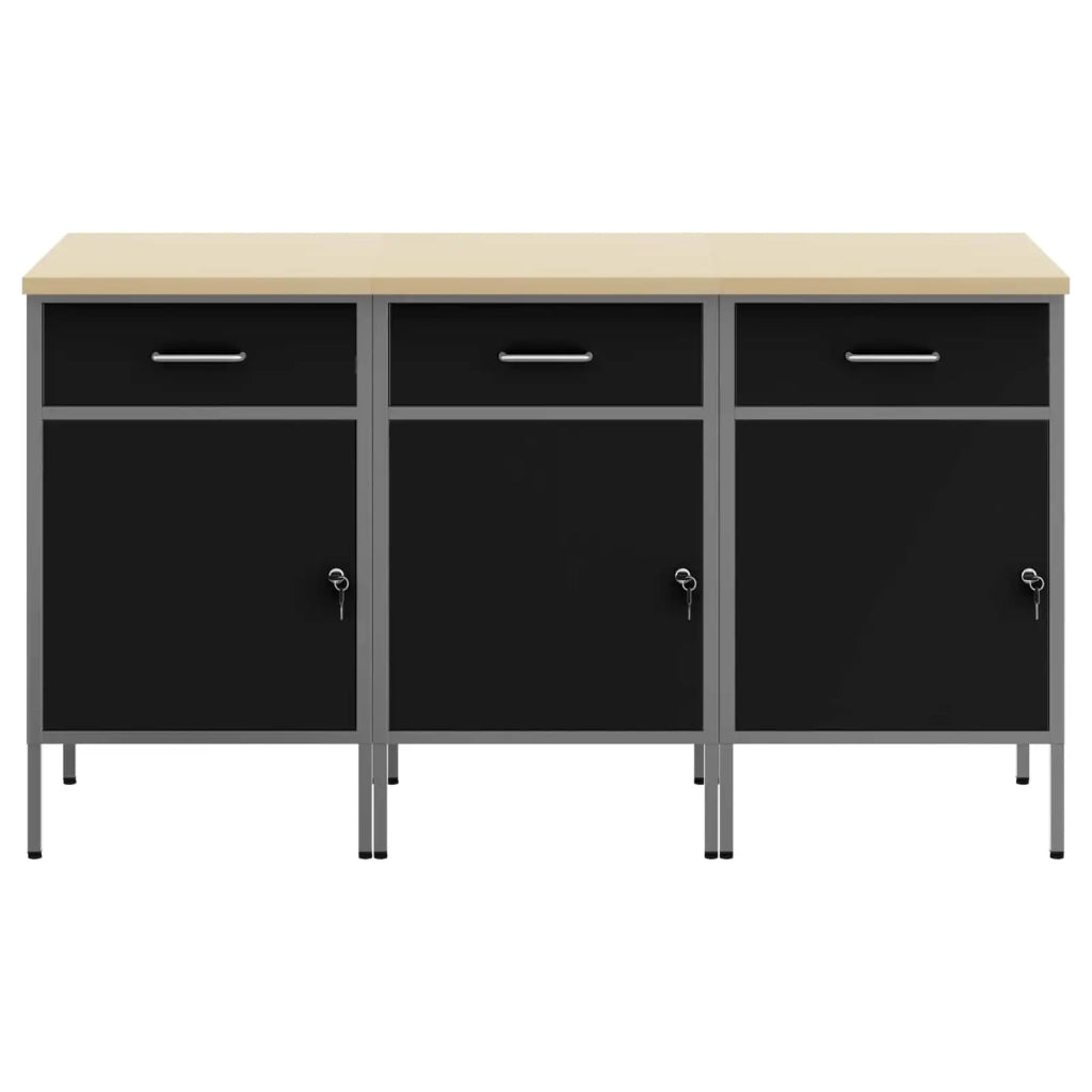 Mobile da lavoro 3 pcs Nero e Grigio 150 x 55 x 85 cm 3321366