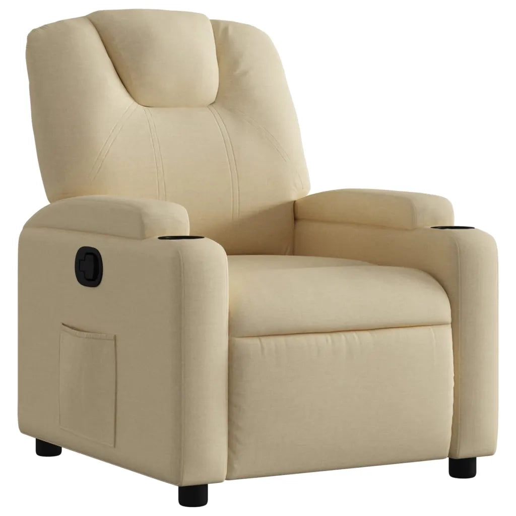Poltrona | Sedia Relax Reclinabile in Tessuto Crema