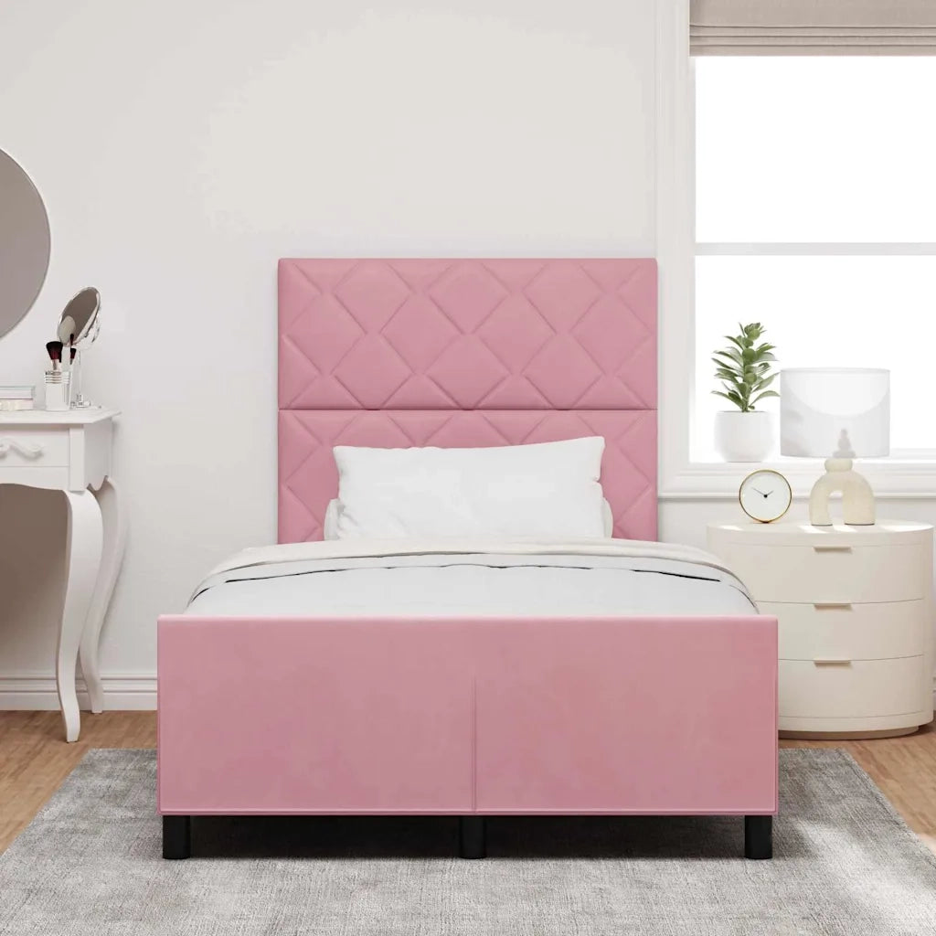 Letto a molle con testiera Rosa 120 x 190 cm Velluto