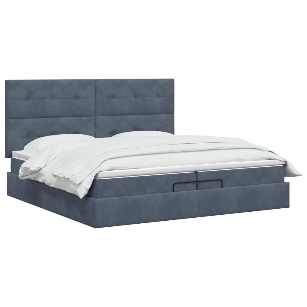 Letto Ottomano con Materasso e LED Grigio Scuro 200 x 200 cm 3458326
