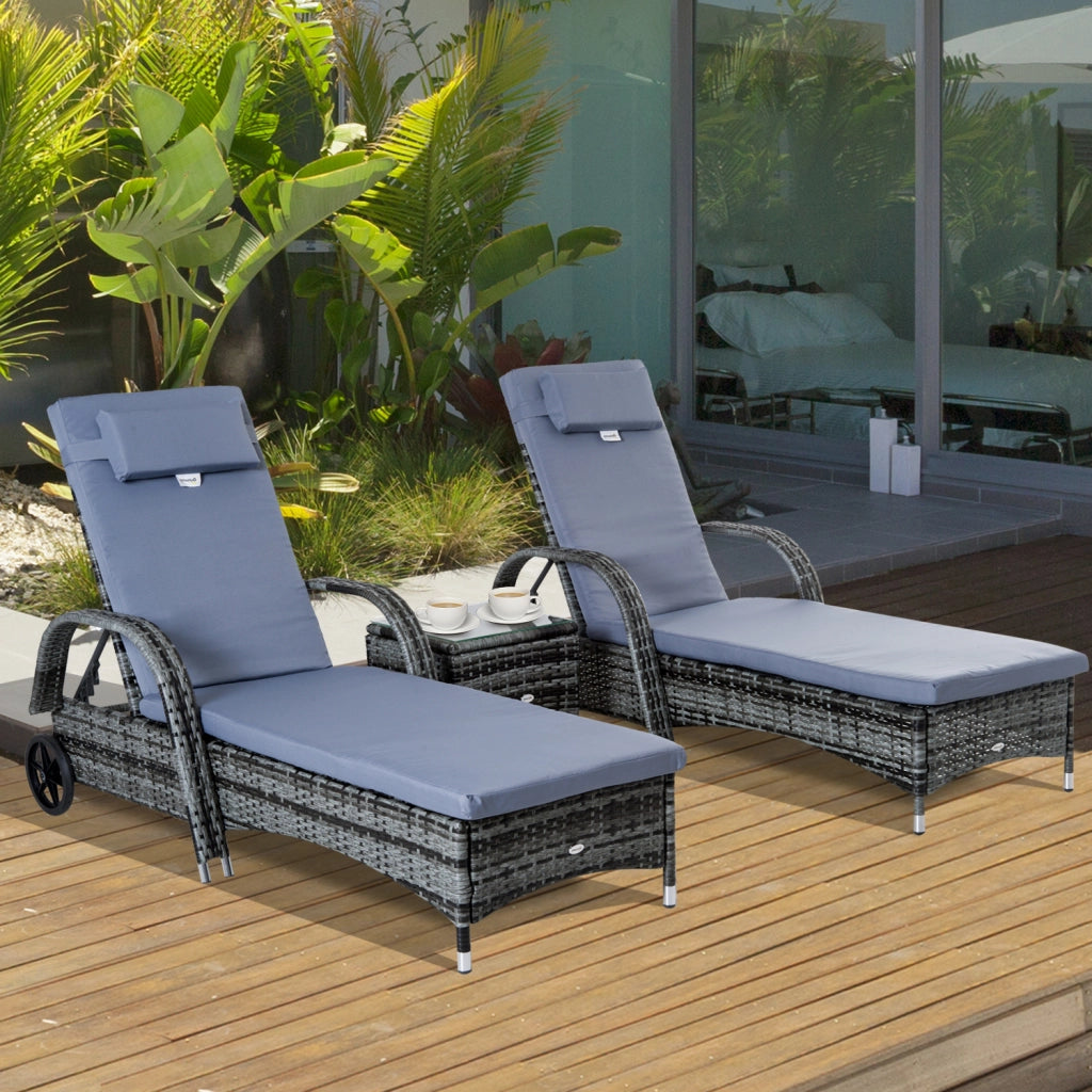 Set di 2 lettini prendisole con materasso ¨C Minimal ¨C grigio