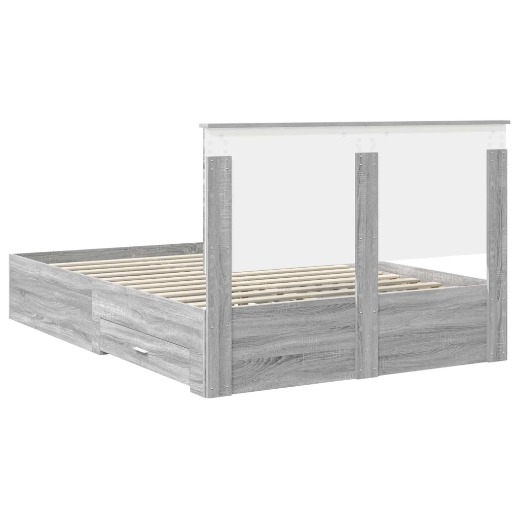 Struttura del letto con testiera Grigio Sonoma 135 x 190 cm 3411319