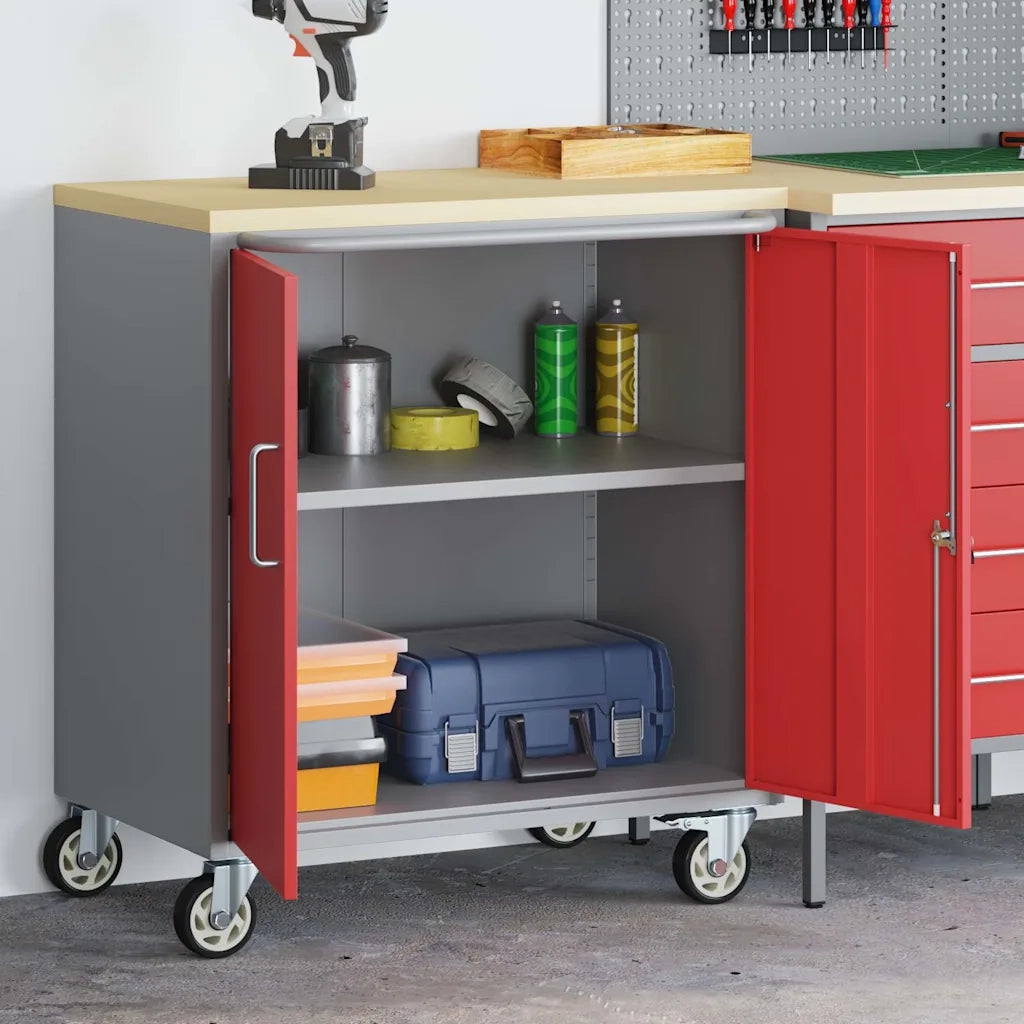 Banco da lavoro con lo scaffale Rosso e Grigio 75 x 45 x 85 cm 4103486