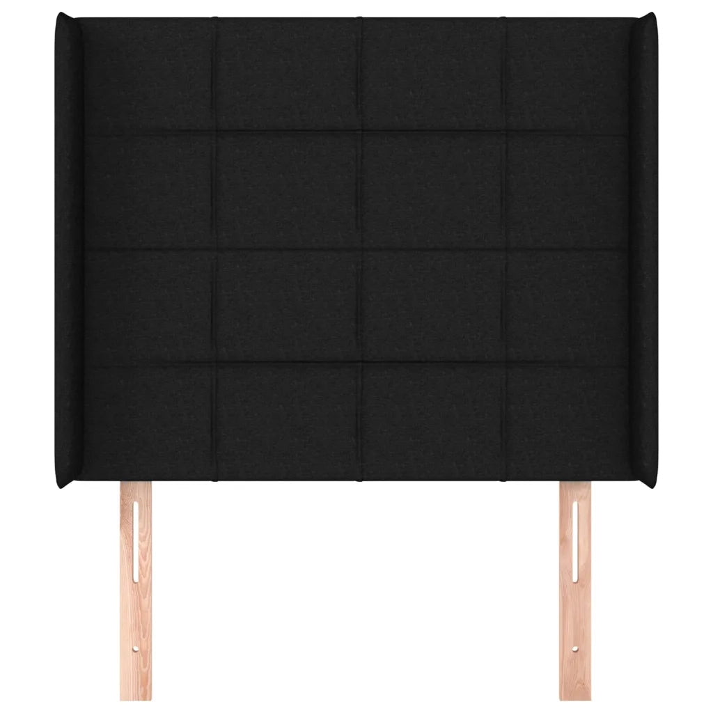 Testiera ad Orecchio-Testata con Orecchie Nera 103x16x118/128 cm in Tessuto 277202
