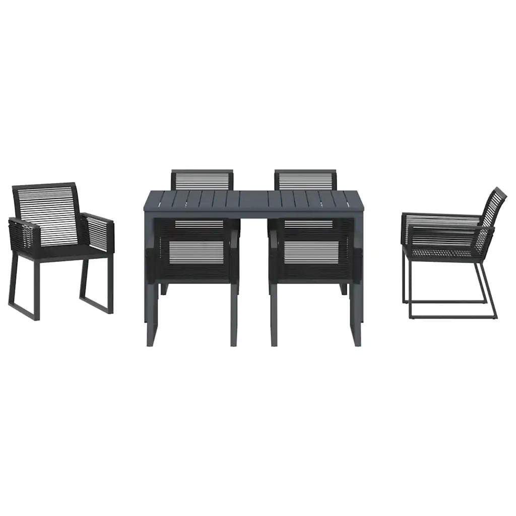 Set da Pranzo per Giardino 7 pcs Nero polyrattan 3378820