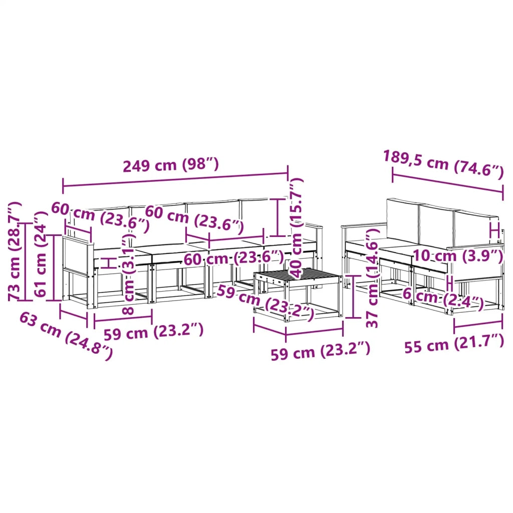 Set di divani da esterno 7 pz 3385046