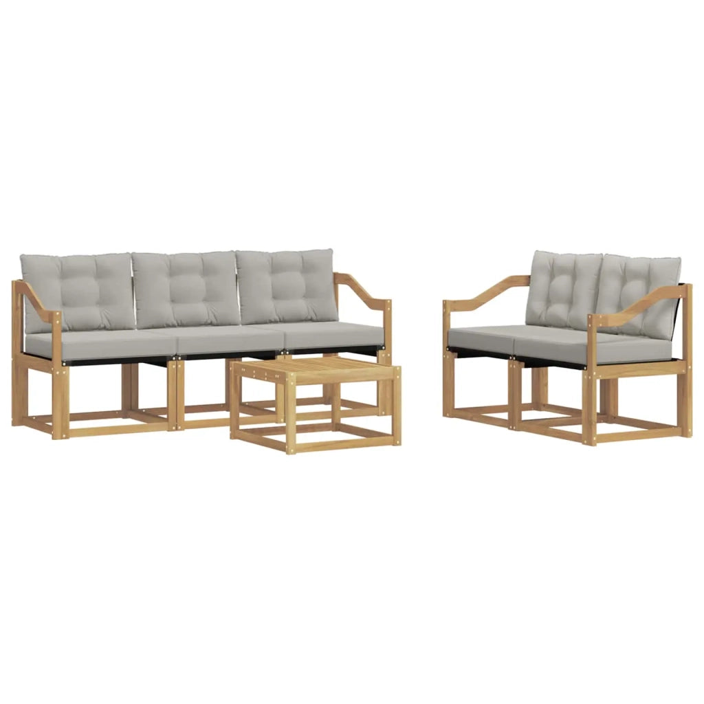 Set di divani da esterno 6 pz Bianco e Grigio Chiaro 3389221