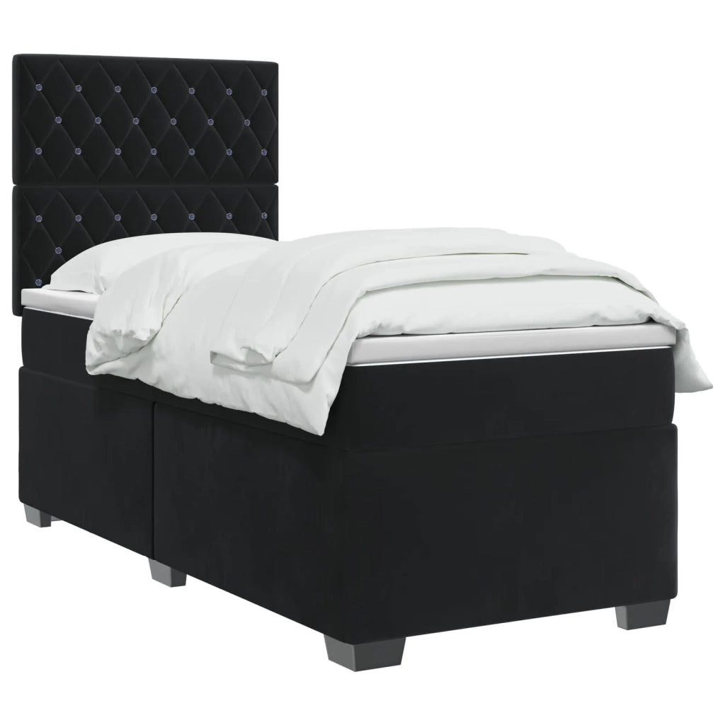 Letto box spring con materasso Nero 90 x 190 cm Velluto 3453544