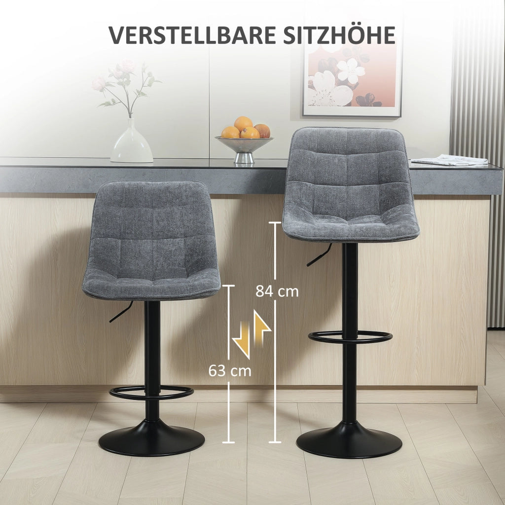 Set 2 Sedie da Bar Girevoli con Schienale ¨C Minimal ¨C Altezza Regolabile Imbottite Grigio Scuro