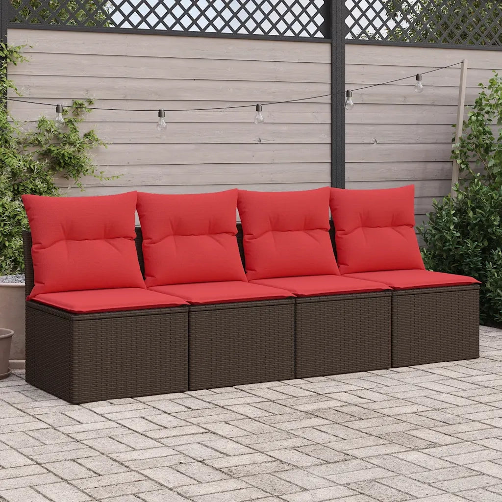 Set Divano Giardino 4 pz con Cuscini Marrone Polyrattan Acacia 3325250