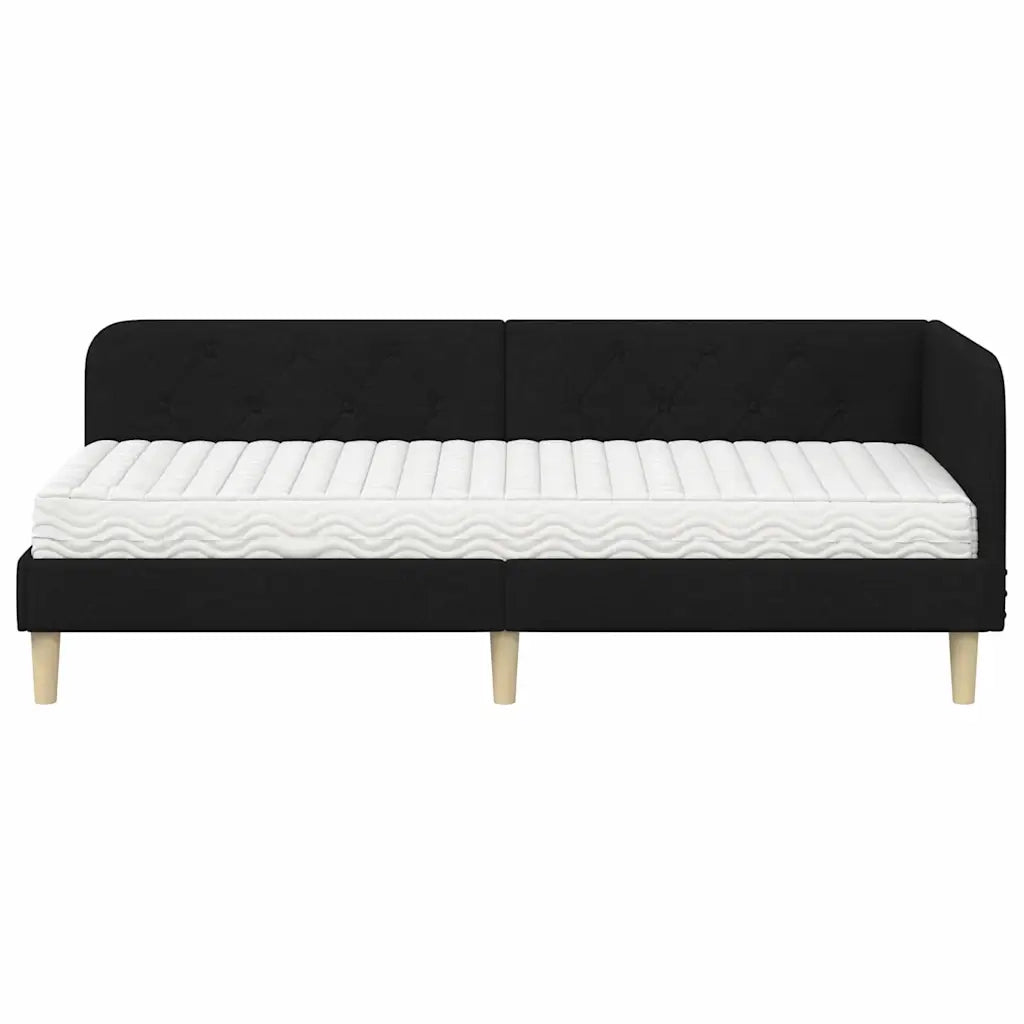 Cornice del letto ad angolo Nero 80 x 200 cm Tessuto 3394103