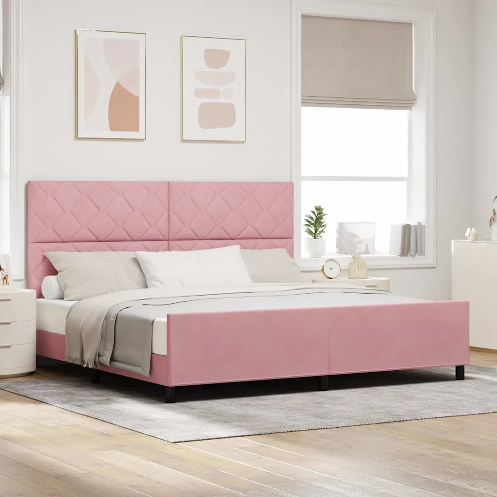 Letto a molle con testiera Rosa 200 x 200 cm Velluto 3345034