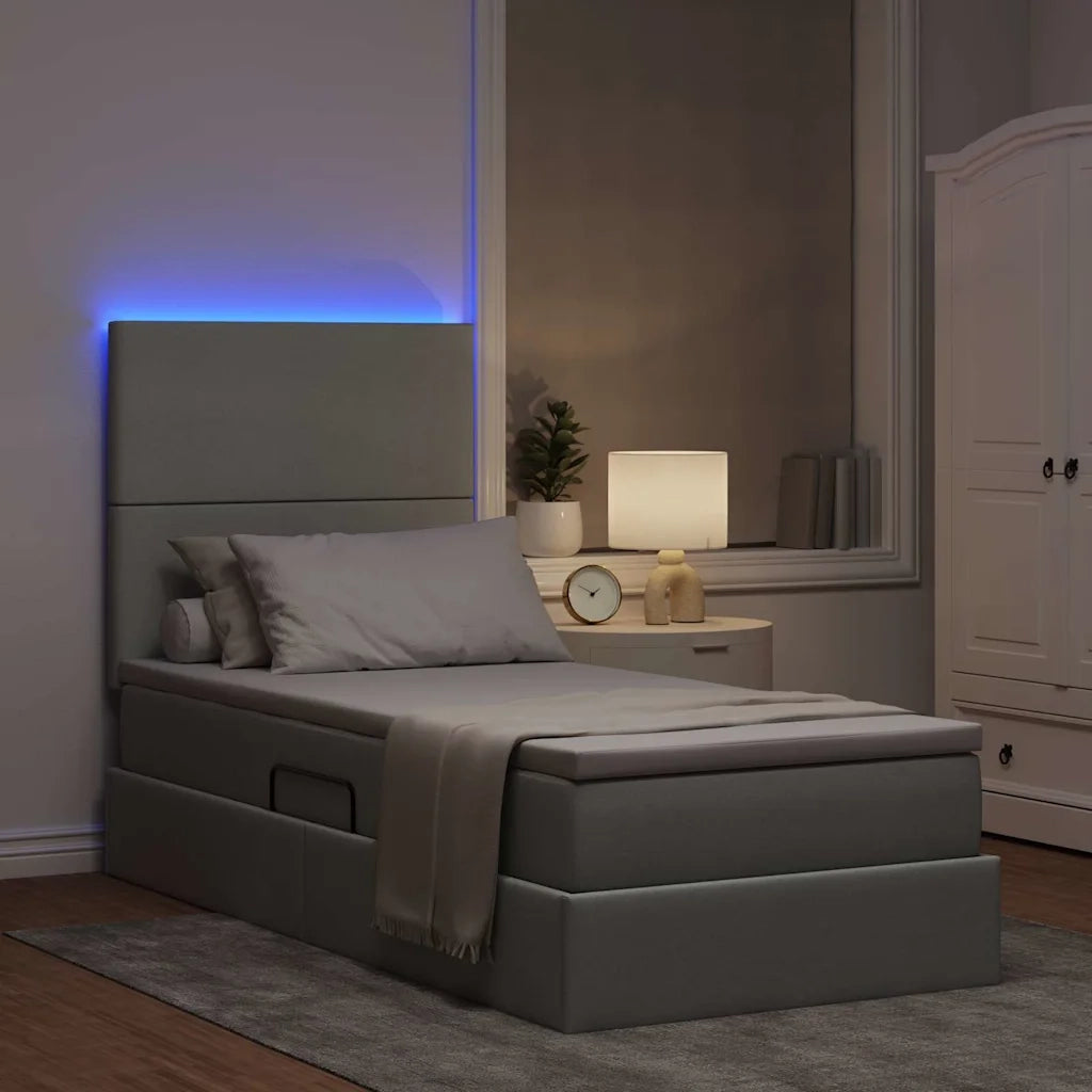 Letto con contenitore e LED con led Grigio chiaro 100 x 200 cm 3372333