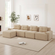 Sof¨¤ modulare senza ossa - Zephmum - 4 posti, design antiscivolo, velluto a coste beige