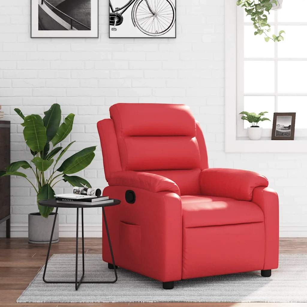 Poltrona Reclinabile Rossa in Similpelle 373491