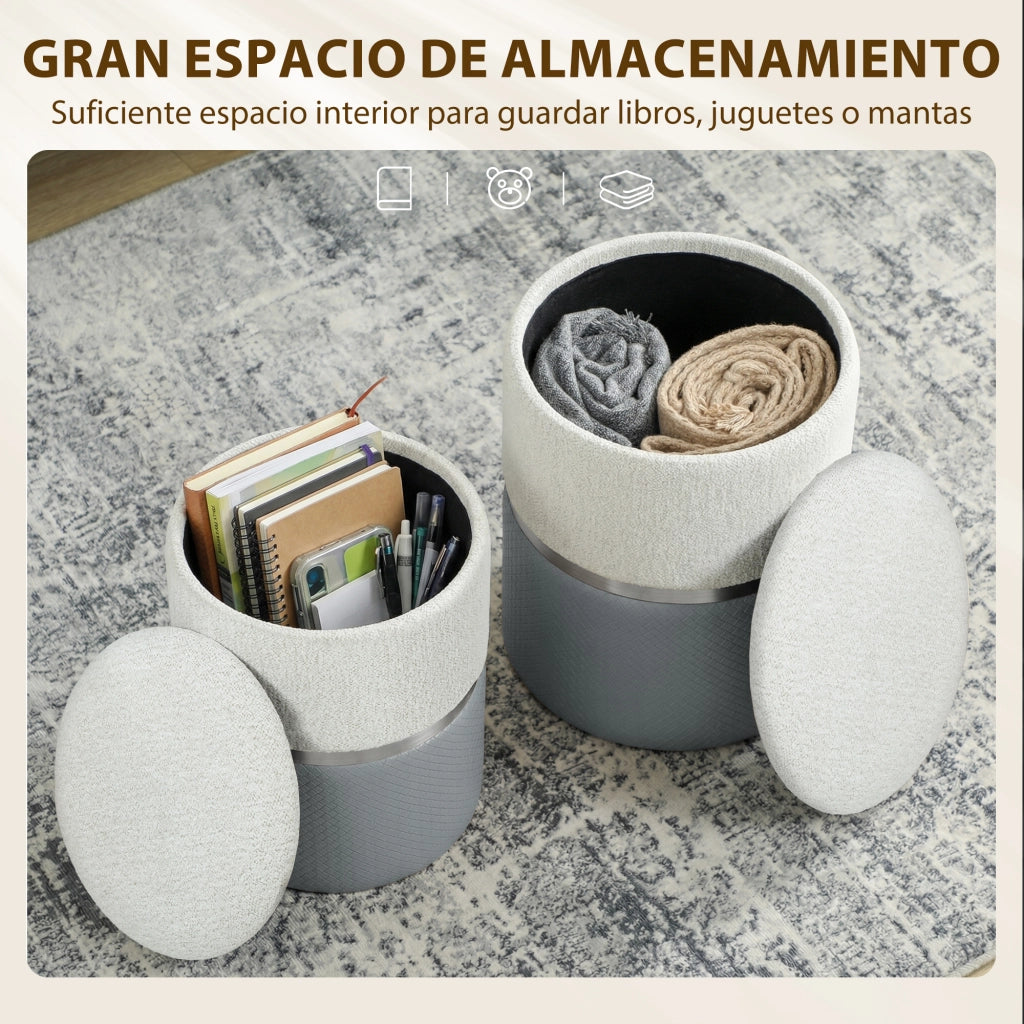Poltrona Puff con Contenitore ¨C Zephmum ¨C Grigio e Crema