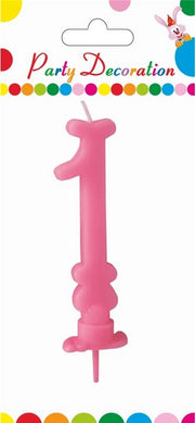 MAURY'S CANDELA PER COMPLEANNO NUMERO "1" ROSA