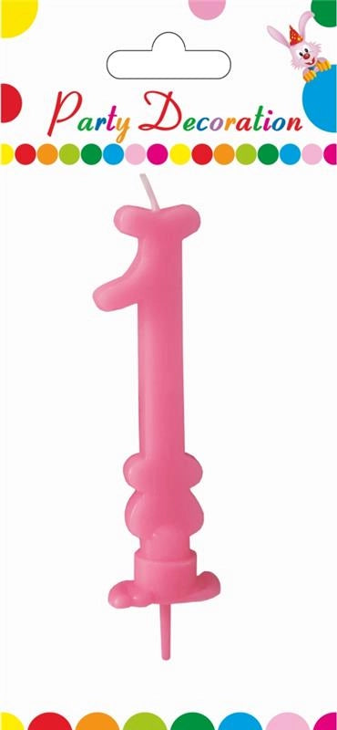 MAURY'S CANDELA PER COMPLEANNO NUMERO "1" ROSA