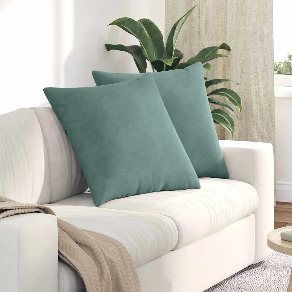 Cuscini da Divano 2 pz-Set di 2 Cuscini per Sofa Verde Mare 80 x 80 cm Tessuto in Cords